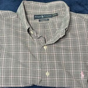 Ralph Lauren Men's XL Classic Fit Black Pink Plaid Long Sleeve Button Down Shirt